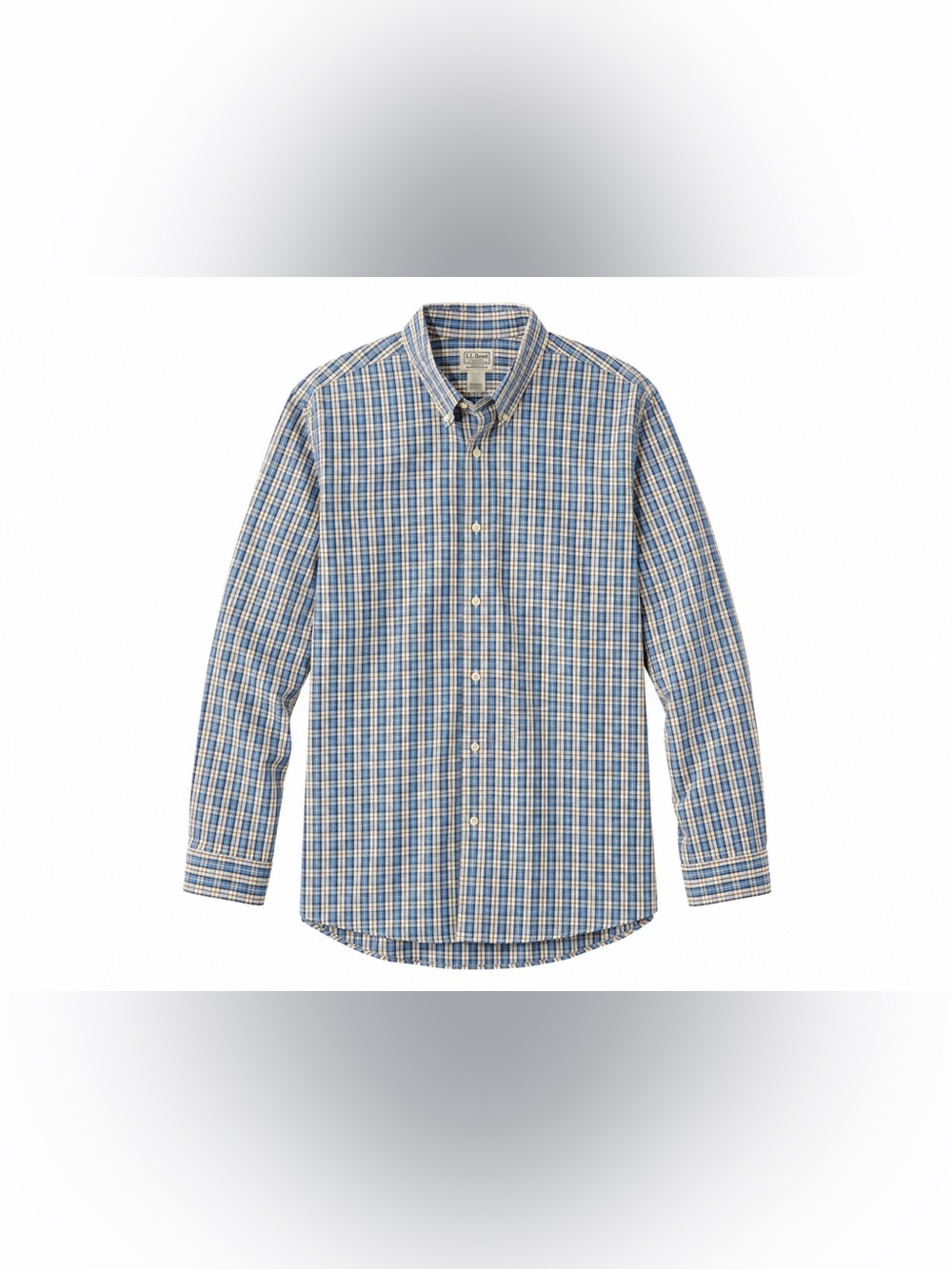 L.L. Bean Blue and White Plaid Button-Down Shirt